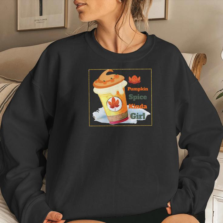 Pumpkin Spice Kinda Girl Fall Gift Women Crewneck Graphic Sweatshirt Gifts for Her