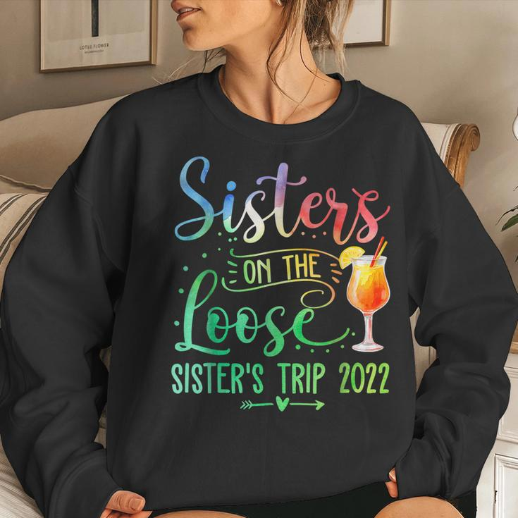 Tie Dye Sisters On The Loose Sisters Weekend Trip 2022 Women Crewneck Graphic Sweatshirt Gifts for Her