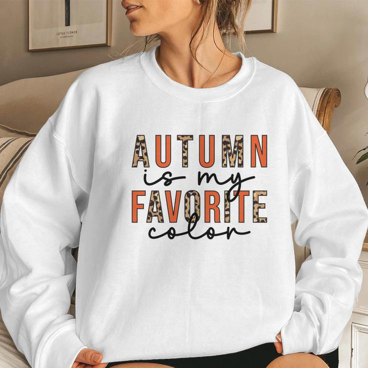 Autumn Is My Favorite Color Fall Season Women Crewneck Graphic Sweatshirt Gifts for Her