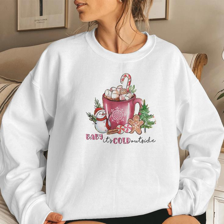 Christmas Coffee Baby It Is Cold Outside V2 Women Crewneck Graphic Sweatshirt Gifts for Her