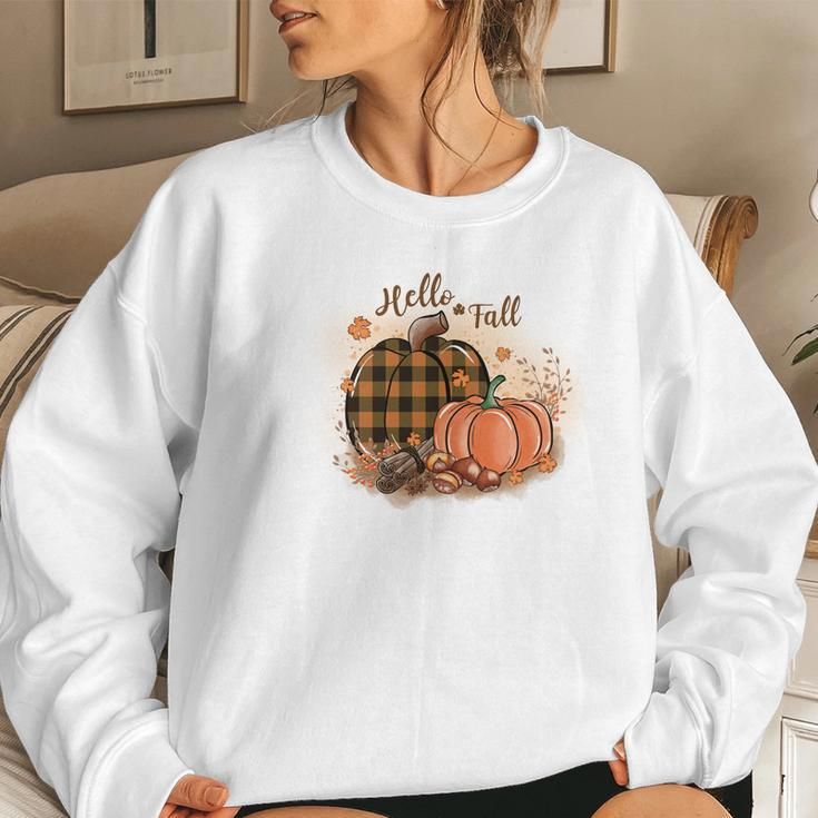 Cozy Autumn Fall Goodbye Summer Hello Fall Women Crewneck Graphic Sweatshirt Gifts for Her