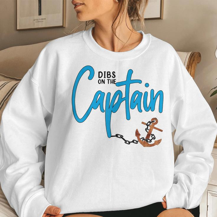 Dibs On The Captain Fire Captain Wife Girlfriend Sailing Women Crewneck Graphic Sweatshirt Gifts for Her
