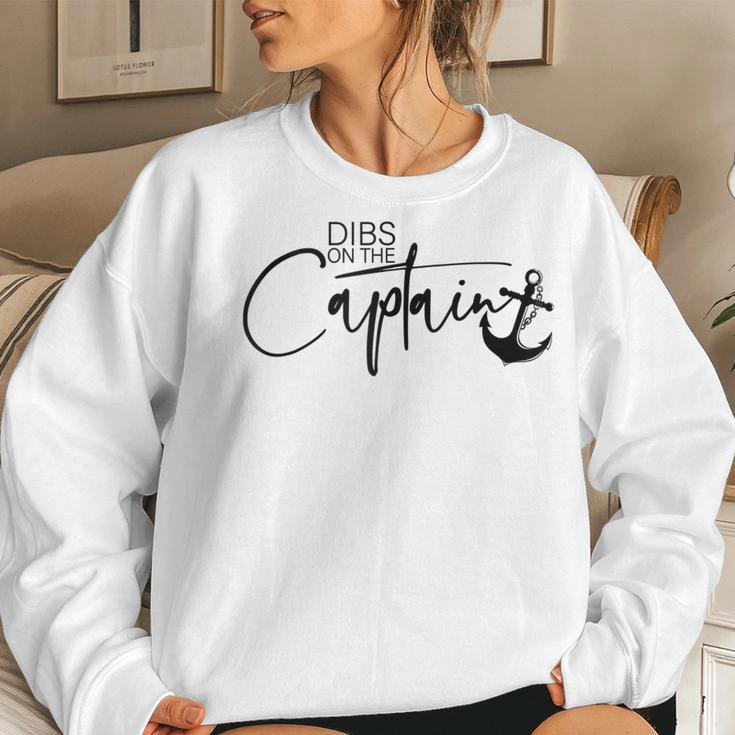 Dibs On The Captain Women Crewneck Graphic Sweatshirt Gifts for Her