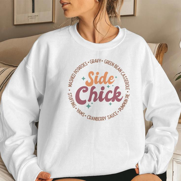 Funny Thanksgiving Side Chick Women Crewneck Graphic Sweatshirt Gifts for Her