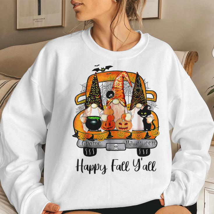 Gnome Witch Halloween Pumpkin Autumn Fall Happy Fall Yall Women Crewneck Graphic Sweatshirt Gifts for Her