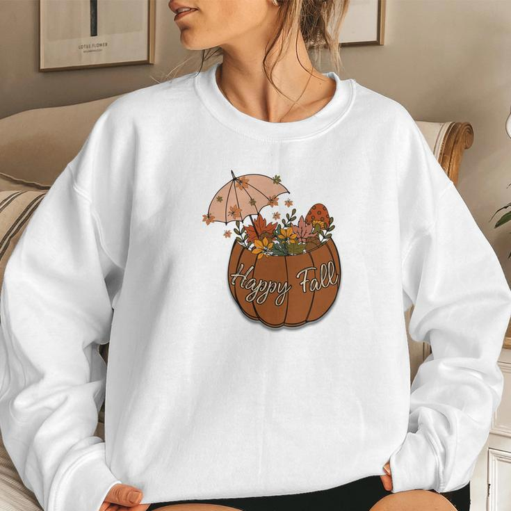 Happy Fall Happy Season Flowers Women Crewneck Graphic Sweatshirt Gifts for Her
