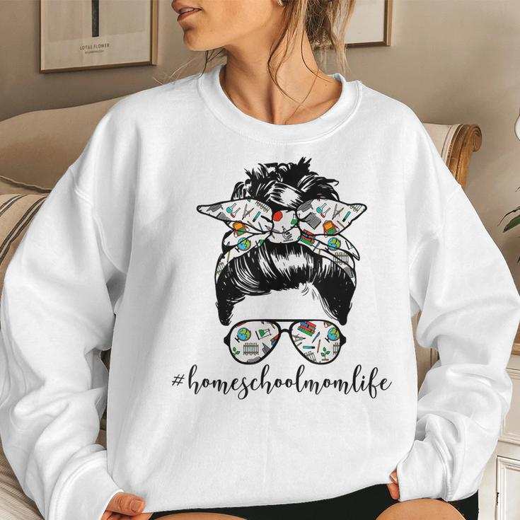 Messy Bun Life Of A Homeschool Mom Mothers Day Super Mamma Women Crewneck Graphic Sweatshirt Gifts for Her
