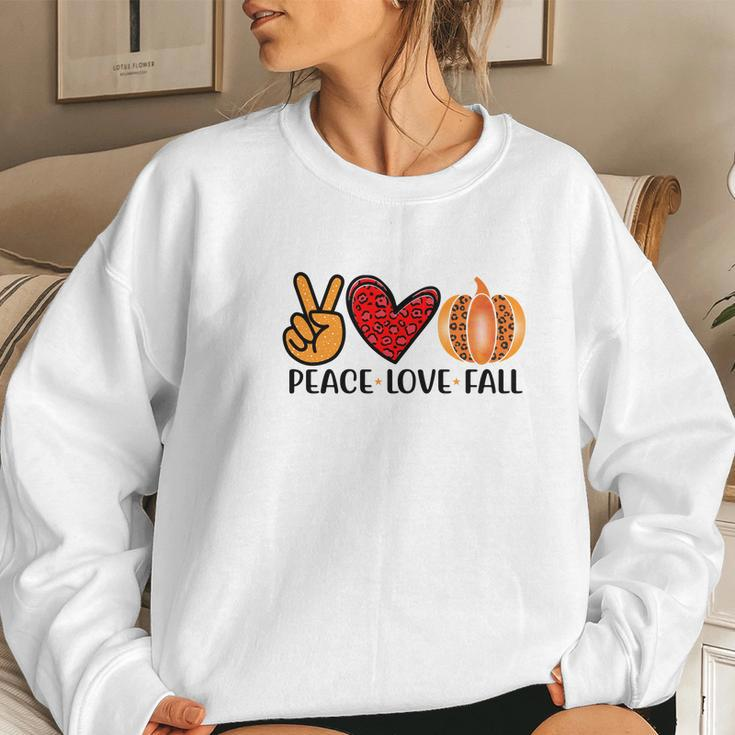 Peace Love Fall Pumpkin Women Crewneck Graphic Sweatshirt Gifts for Her