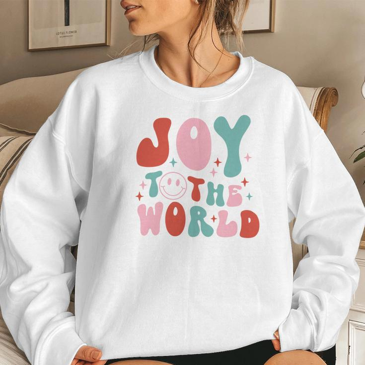 Retro Christmas Joy To The World Vintage Christmas Gifts Women Crewneck Graphic Sweatshirt Gifts for Her