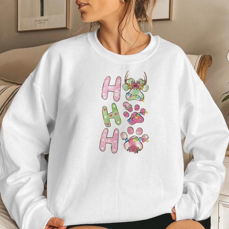 Retro Ho Ho Ho Paws Christmas Pet Lovers Christmas Women Crewneck Graphic Sweatshirt Gifts for Her