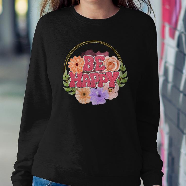 Boho Vintage Retro Vintage Be Happy Women Crewneck Graphic Sweatshirt Funny Gifts