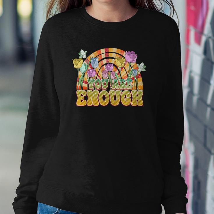 Boho Vintage You Are Enough Retro Custom Women Crewneck Graphic Sweatshirt Funny Gifts