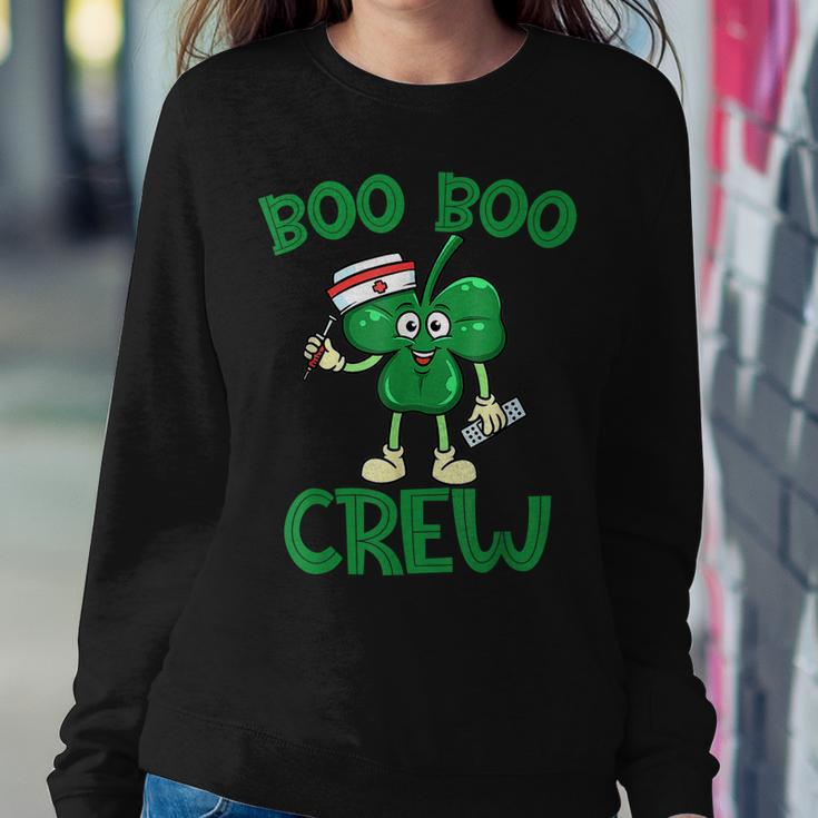 Boo Boo Crew Nurse St Patricks Day Lucky Shamrock Nurse Women Crewneck Graphic Sweatshirt Personalized Gifts