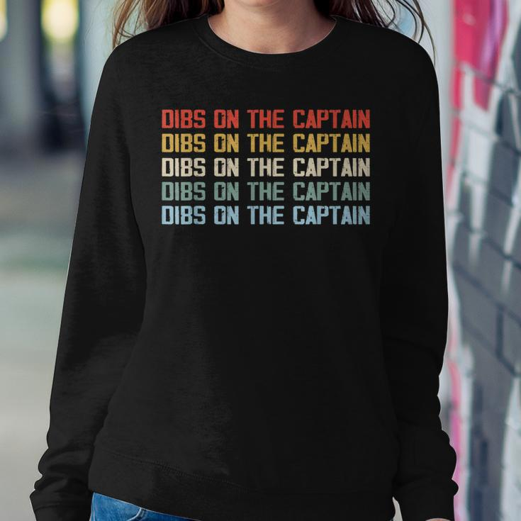 Captains Wife Dibs On The Captain Funny Boating Quote Women Crewneck Graphic Sweatshirt Personalized Gifts