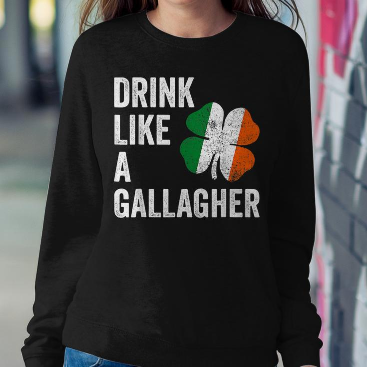 Drink Like A Gallagher St Patricks Day Beer Drinking  Women Crewneck Graphic Sweatshirt Personalized Gifts