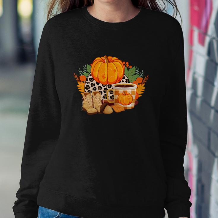 Fall Season Lovers Pumpkin Shoes Sweater Weather Women Crewneck Graphic Sweatshirt Funny Gifts
