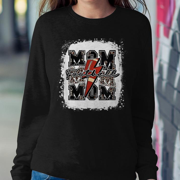 Funny Football Mom Retro Lightning Bolt Leopard Game Day Women Crewneck Graphic Sweatshirt Personalized Gifts