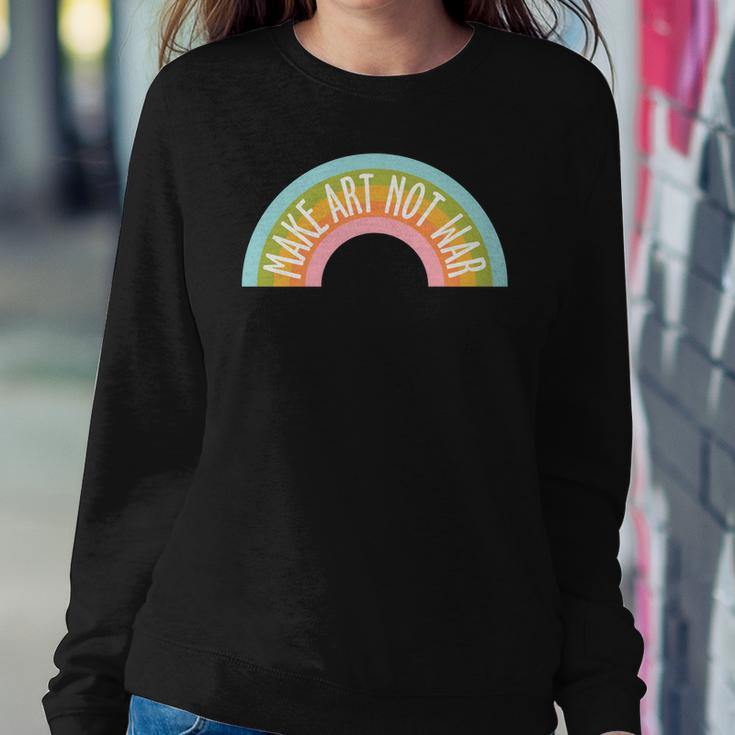 Hippie Rainbow Make Art Not War Custom Women Crewneck Graphic Sweatshirt Funny Gifts