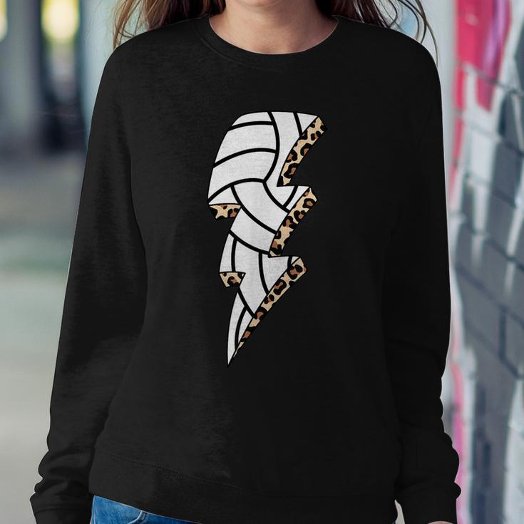 Leopard Volleyball Lightning Bolt Volleyball Mom Game Day Women Crewneck Graphic Sweatshirt Personalized Gifts