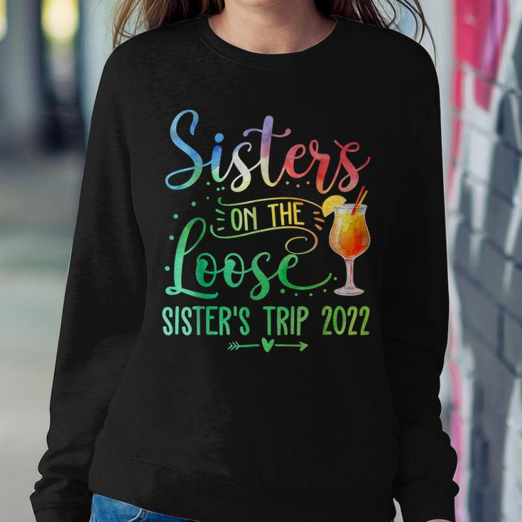 Tie Dye Sisters On The Loose Sisters Weekend Trip 2022 Women Crewneck Graphic Sweatshirt Personalized Gifts