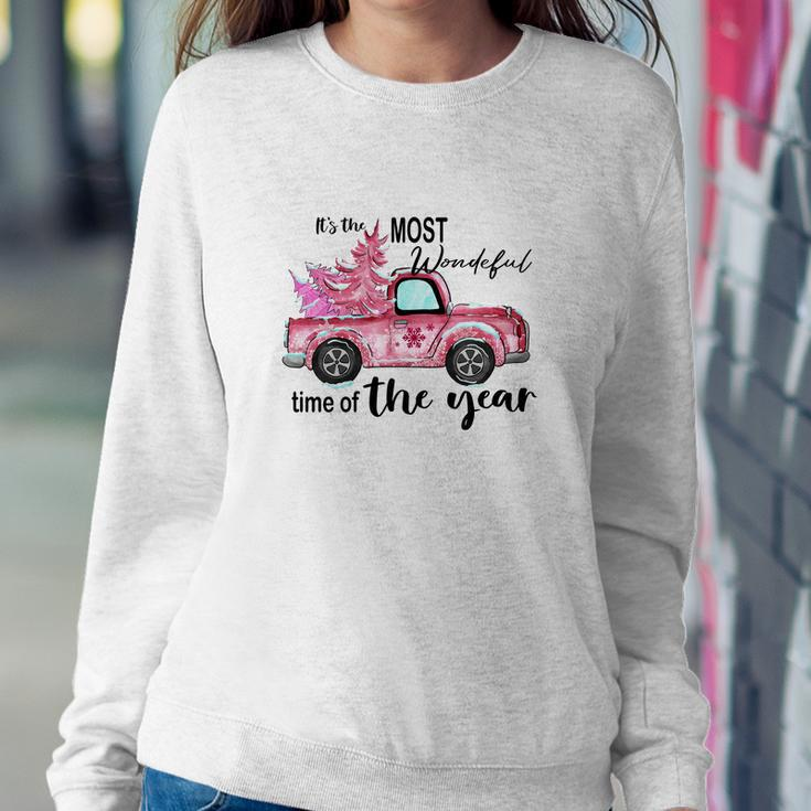 Christmas It Is The Most Wonderful Time Of The Year Holiday Vintage Christmas Truck Women Crewneck Graphic Sweatshirt Funny Gifts