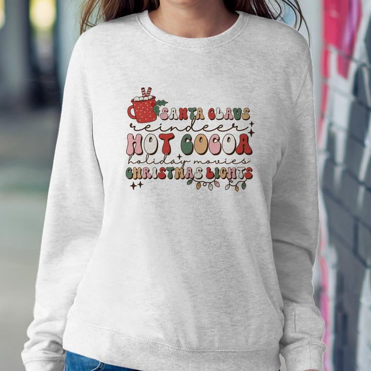 Christmas Vintage Santa Claus Hot Cocoa Holiday Christmas Lights Women Crewneck Graphic Sweatshirt Funny Gifts