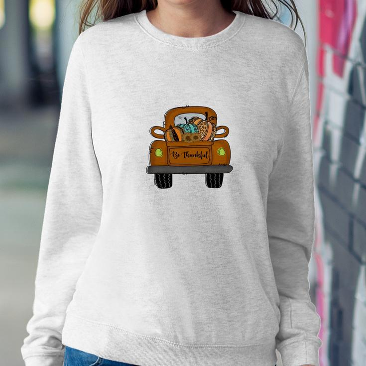 Fall Truck Be Thankful Pumpkins Women Crewneck Graphic Sweatshirt Funny Gifts