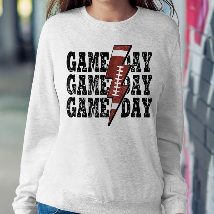 Game Day Football Season Lightning Bolt Funny Football Mom V2 Women Crewneck Graphic Sweatshirt Personalized Gifts