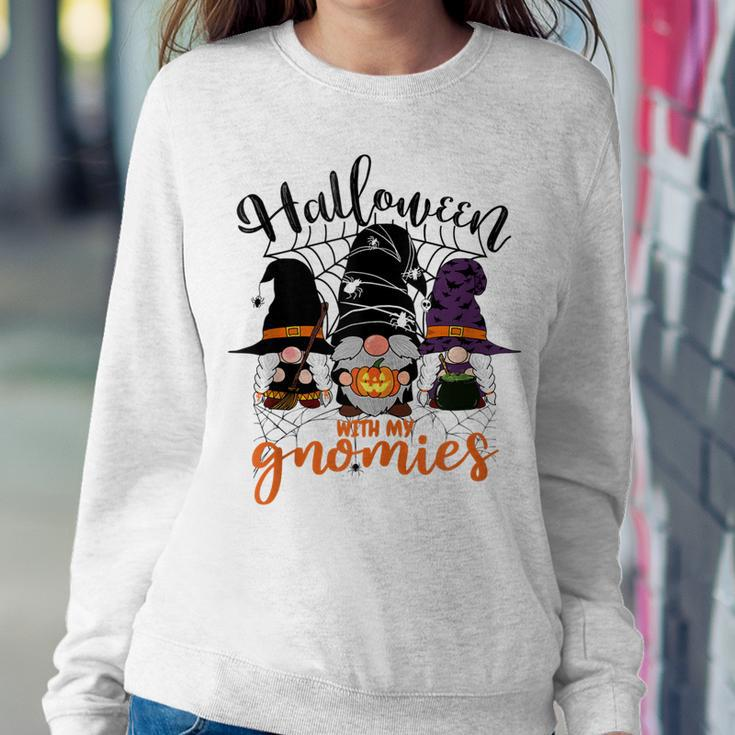 Gnomes Halloween With My Gnomies Witch Garden Gnome Women Crewneck Graphic Sweatshirt Personalized Gifts