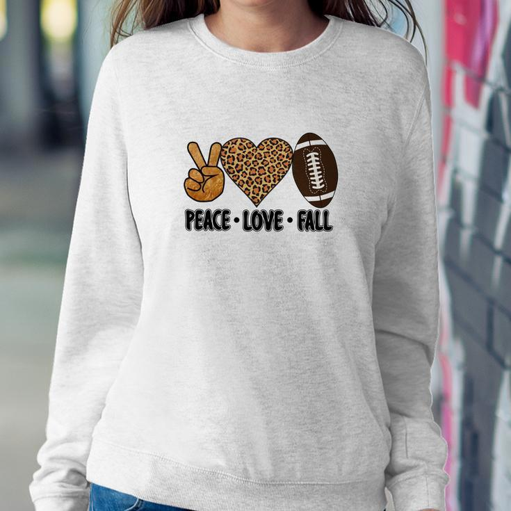 Peace Love Fall Football Leopard Heart Women Crewneck Graphic Sweatshirt Funny Gifts