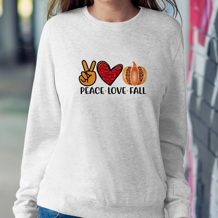 Peace Love Fall Pumpkin Women Crewneck Graphic Sweatshirt Funny Gifts