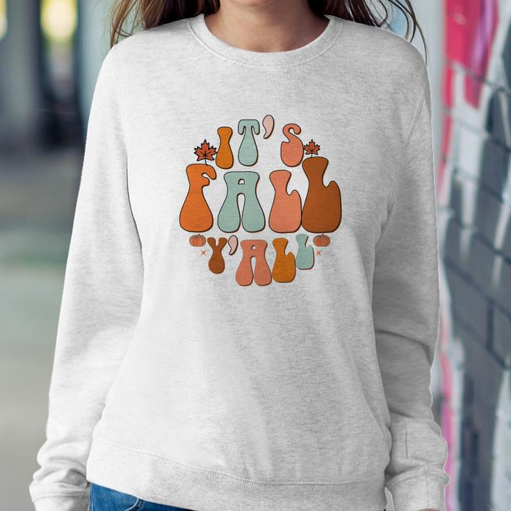 Retro Groovy Its Fall Yall Funny Women Crewneck Graphic Sweatshirt Funny Gifts
