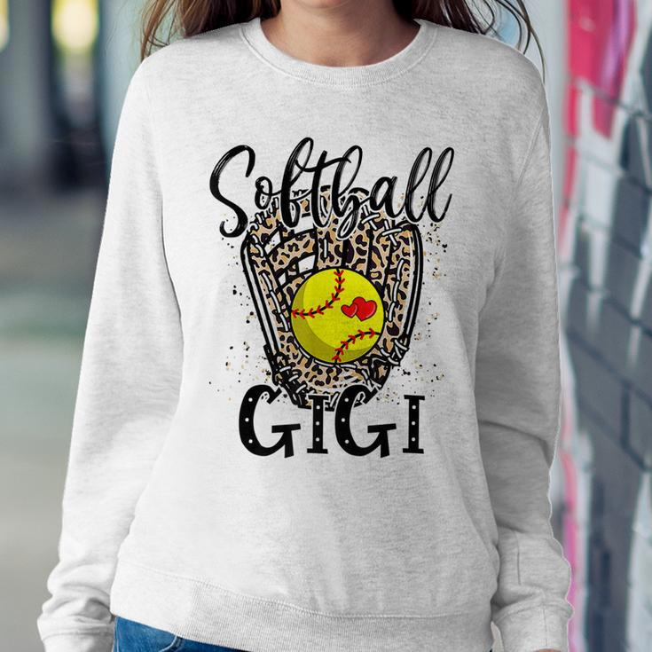 Softball Gigi Leopard Game Day Softball Lover Mothers Day Women Crewneck Graphic Sweatshirt Personalized Gifts