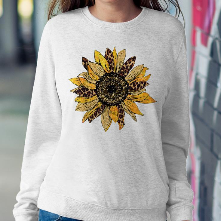 Sunflower For Women Cute Graphic  Cheetah Print  Women Crewneck Graphic Sweatshirt Personalized Gifts