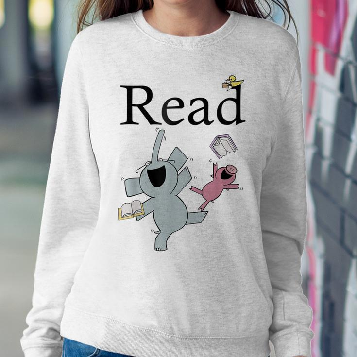 Teacher Library Read Book Club Piggie Elephant Pigeons Funny Women Crewneck Graphic Sweatshirt Personalized Gifts