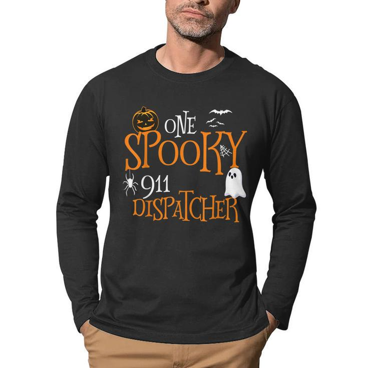 One Spooky 911 Dispatcher Halloween Funny Costume  Men Graphic Long Sleeve T-shirt