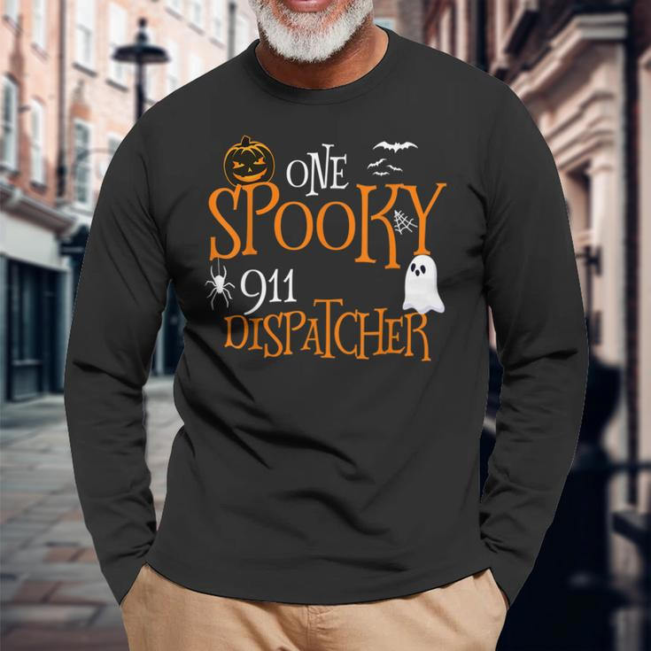 One Spooky 911 Dispatcher Halloween Funny Costume Men Graphic Long Sleeve T-shirt