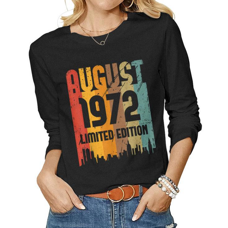 50 Years Old Vintage Awesome Since August 1972 50Th Birthday  Women Graphic Long Sleeve T-shirt