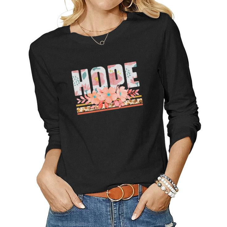 Boho Vintage Hope Wildflowers Design Women Graphic Long Sleeve T-shirt