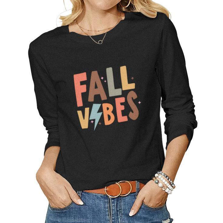 Fall Colorful Fall Vibes For You Idea Design Women Graphic Long Sleeve T-shirt
