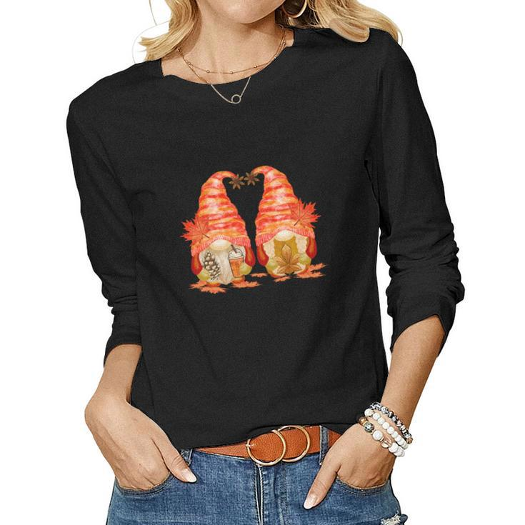 Fall Gnomes Couple Gift For You Women Graphic Long Sleeve T-shirt