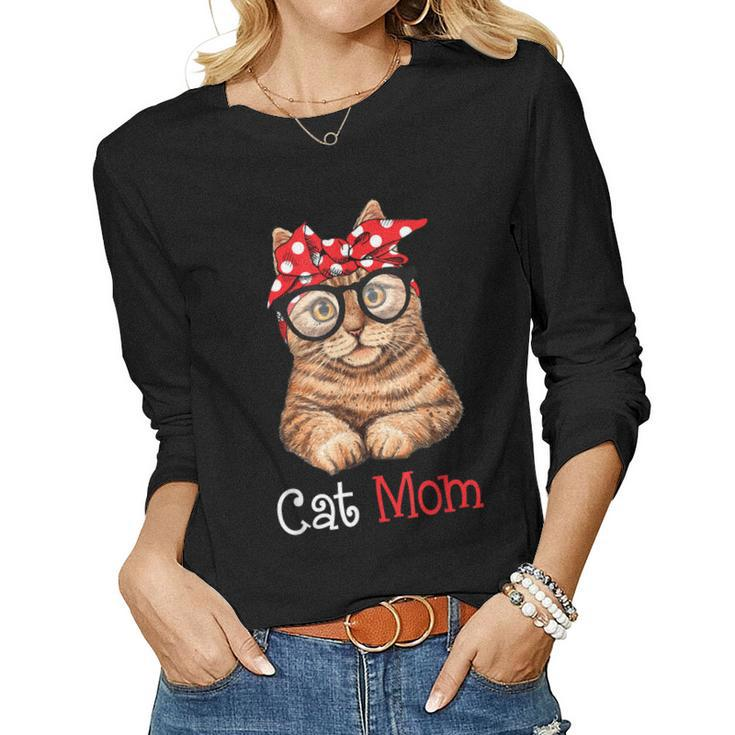 Funny Cat Mom Cat Lovers Mothers Day Mom Women Mothers Gift  Women Graphic Long Sleeve T-shirt