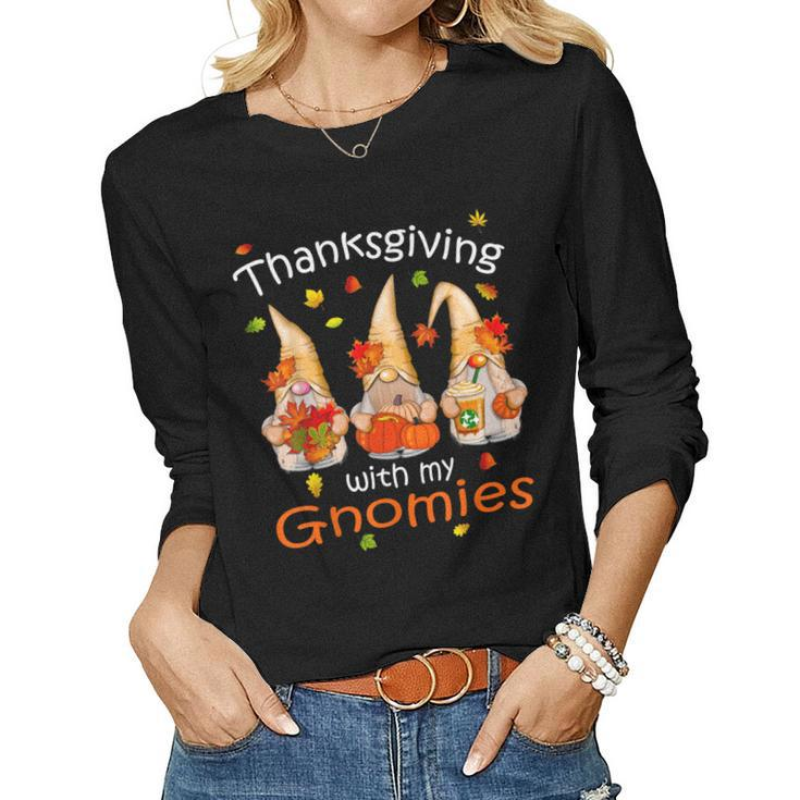Funny Thanksgiving  For Women Gnome - Gnomies Lover  Women Graphic Long Sleeve T-shirt