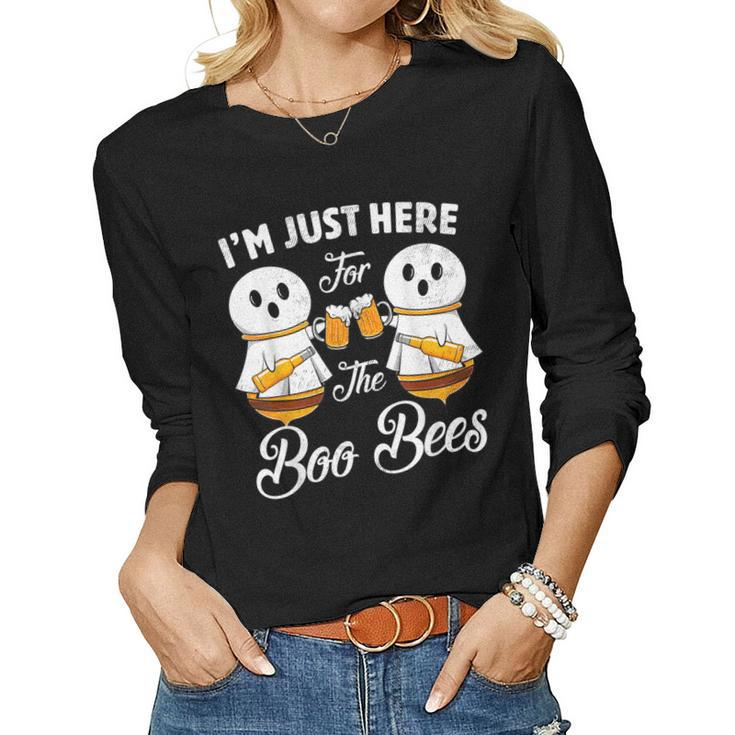 Halloween Beer Drinking Im Just Here For The Boos Bees Beer Women Graphic Long Sleeve T-shirt