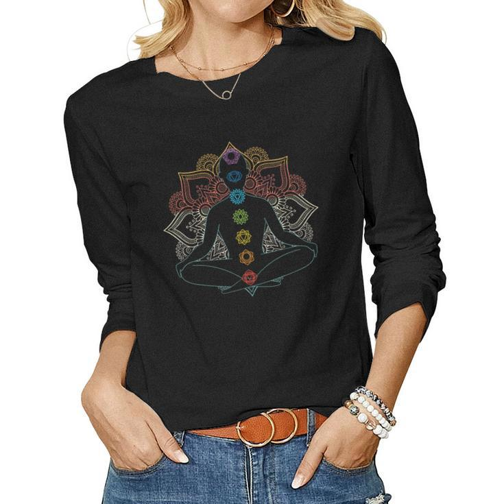 Hippie Beautiful Peace In Meditation Idea Gift Women Graphic Long Sleeve T-shirt