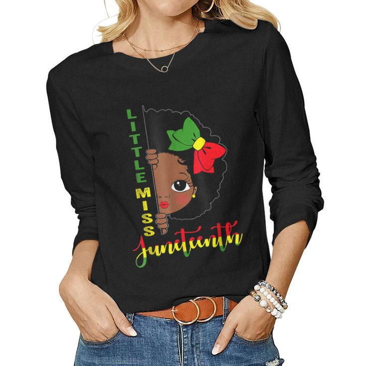 Little Miss Junenth Girl Toddler Black History Month  Women Graphic Long Sleeve T-shirt