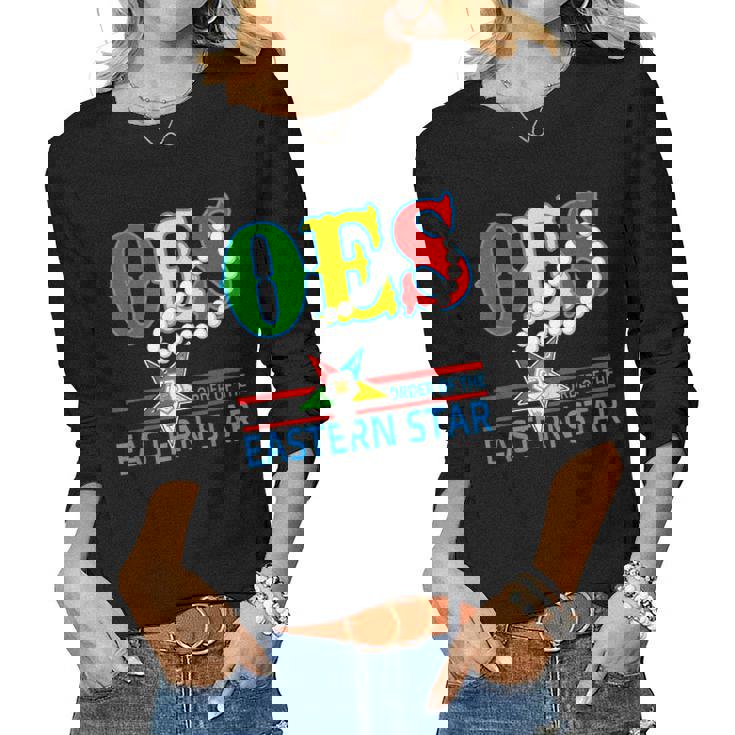 Oes Star Necklace Order Of The Eastern Star Mothers Day Women Graphic Long Sleeve T-shirt Oes Star Necklace Order Of The Eastern Star Mothers Day Women Graphic Long Sleeve T-shirt