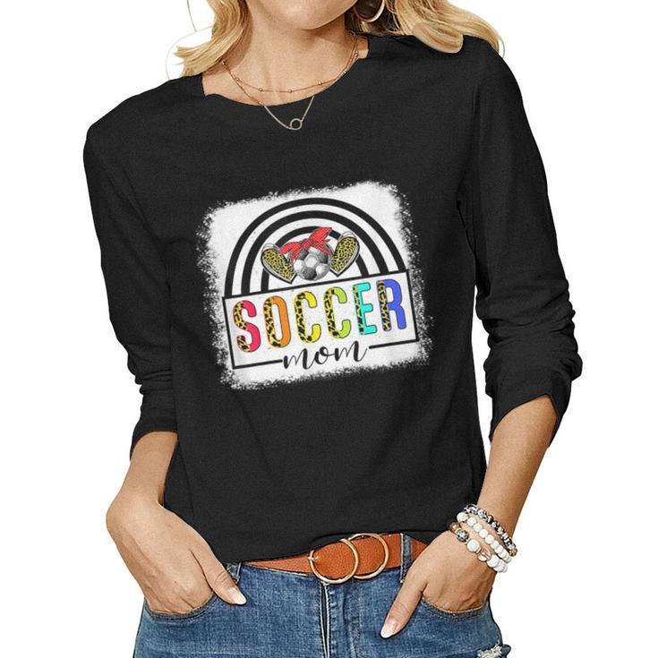 Soccer Mom Rainbow Leopard Funny Soccer Mom Mothers Day 2022  Women Graphic Long Sleeve T-shirt