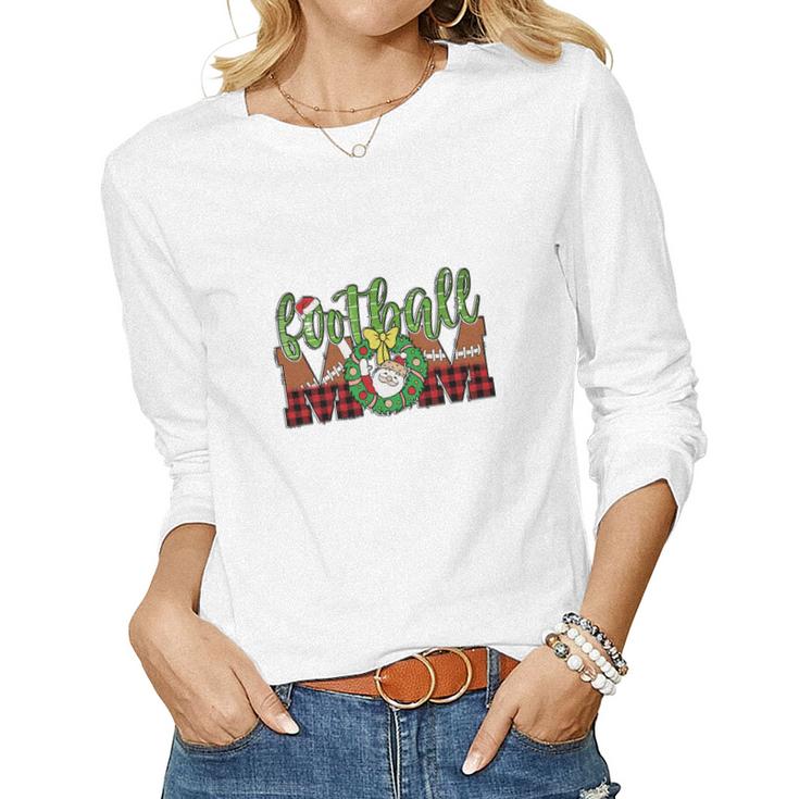 Christmas Football Mom Women Graphic Long Sleeve T-shirt