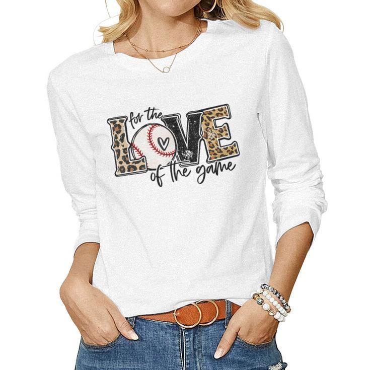 Baseball Mom Leopard  For The Love Of The Game Baseball  Women Graphic Long Sleeve T-shirt